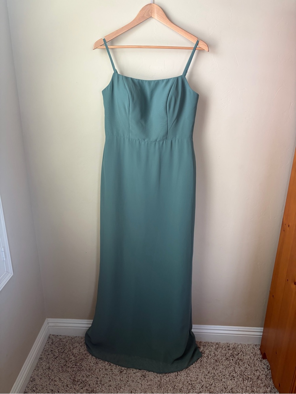 Light Green Spaghetti Strap azazie Birdesmaid Maxi Dress size 10 formal chiffon